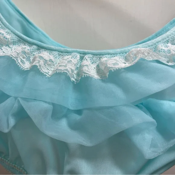 Vintage 60s short n Sweet 2 pc. Over Robe and bralette Rare sheer lace ties S/M